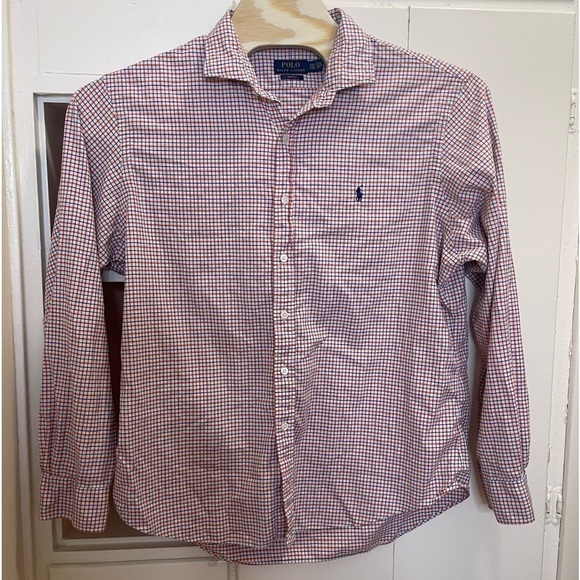 Polo Ralph Lauren XXL Long Sleeve Cotton Button-Down Orange Green Check Casual - Picture 7 of 13